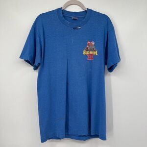 Destroyed Vtg Paper Thin Work T-Shirt Sun Wash Faded Distressed Single Stitch-Bu
